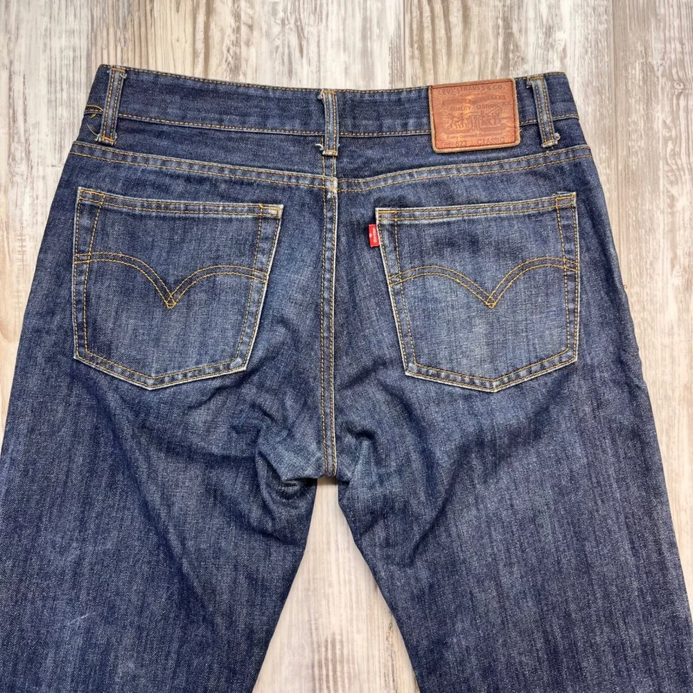 Levis 523 Classic Straight Leg Jeans Mens 32 Dark Wash Indigo Button Fly